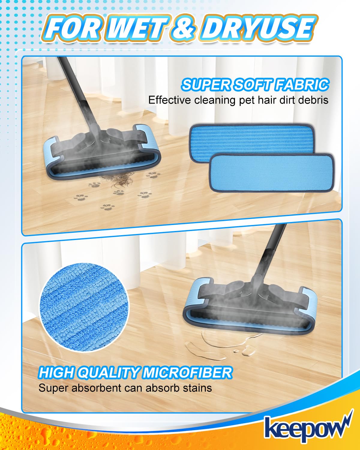 4 Pack Reusable Microfiber Mop Pads Fit for Wagner 905e (4 Count)
