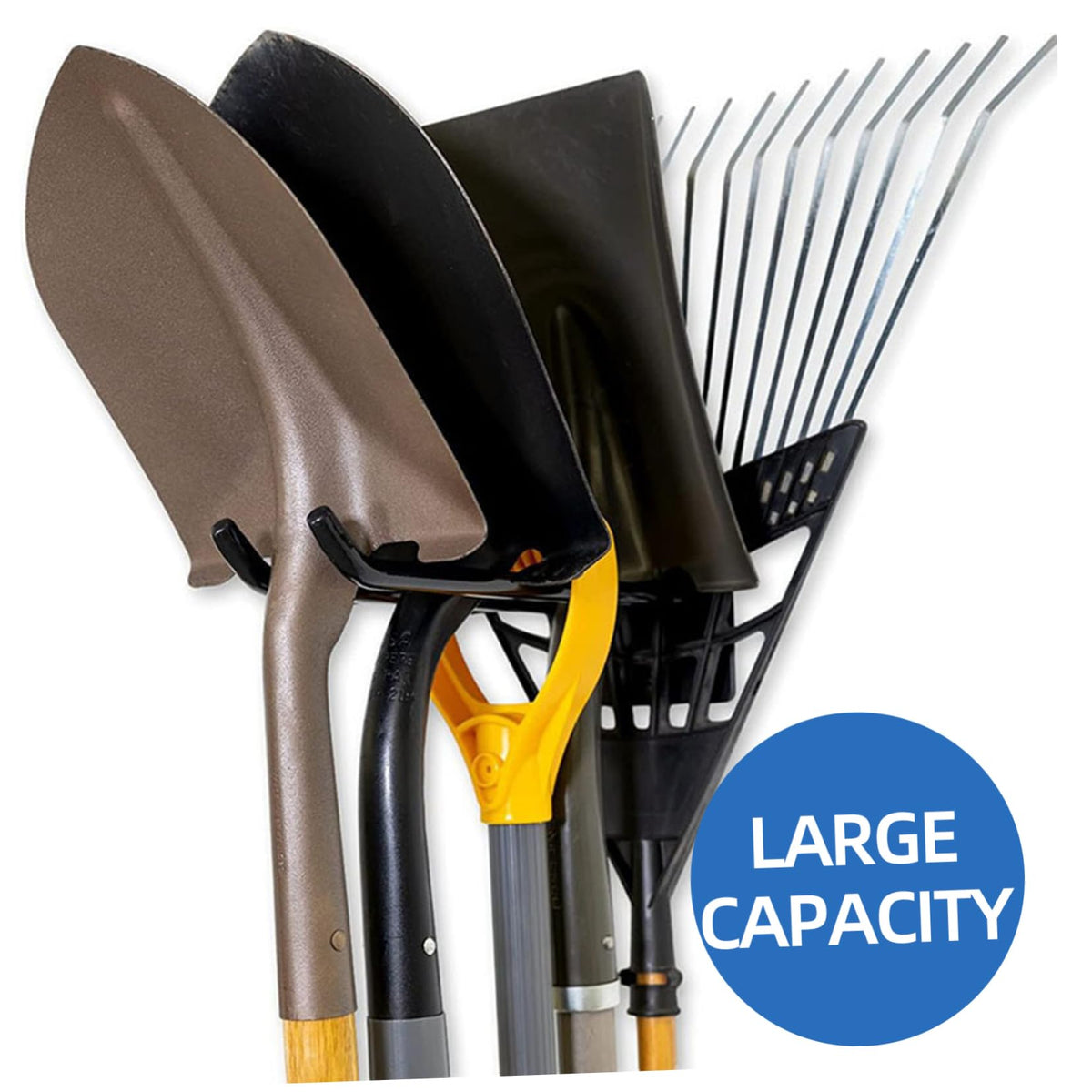Wall Mounted Tool Holder Rack for Garden Equipment Sturdy Wall Storage Organizer for Brooms Rakes Hoses and Shovels for Garage Garden and Tool Room Use