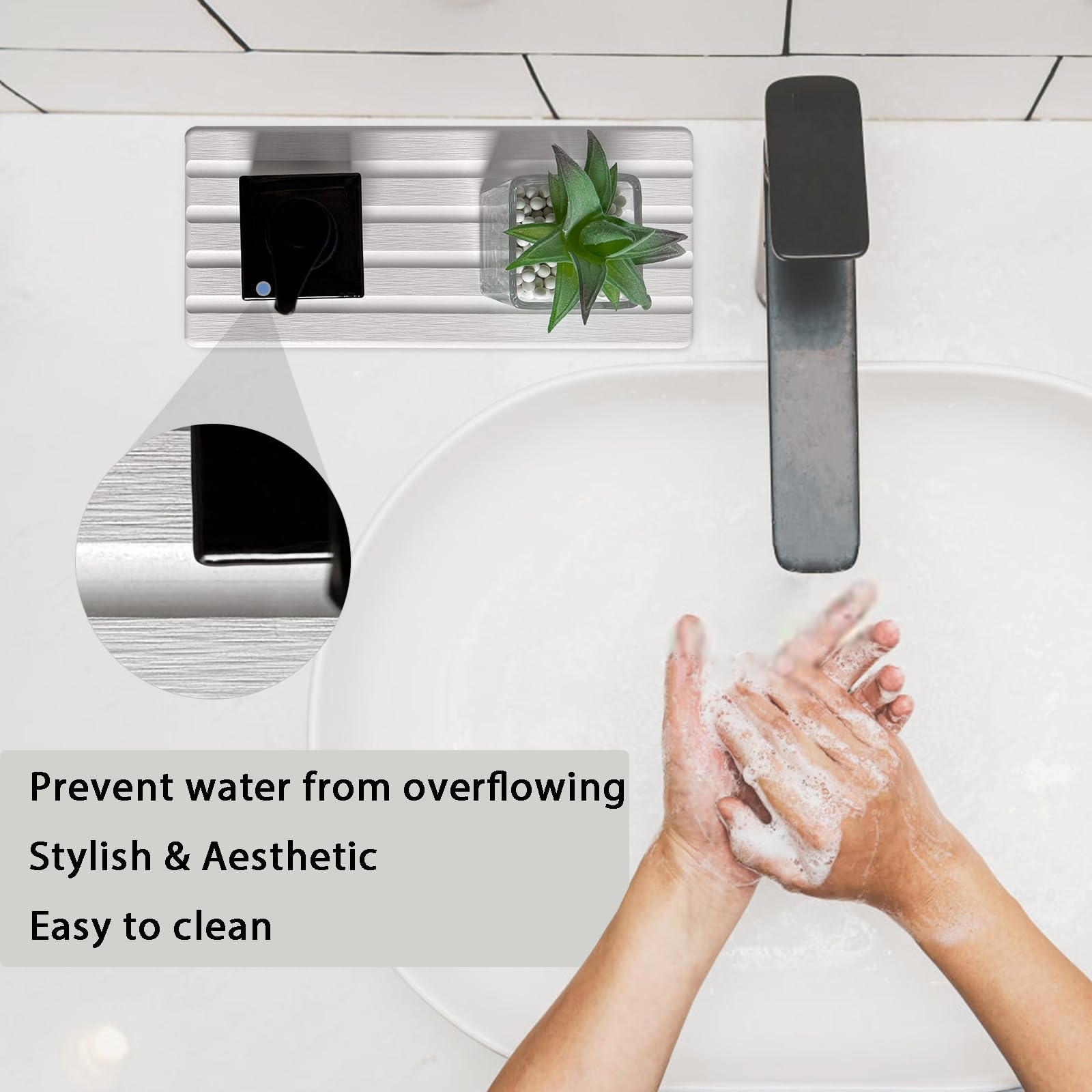 Set of 3 Water Absorbing Stone Tray Diatomite Hand Soap Holder for Bathroom