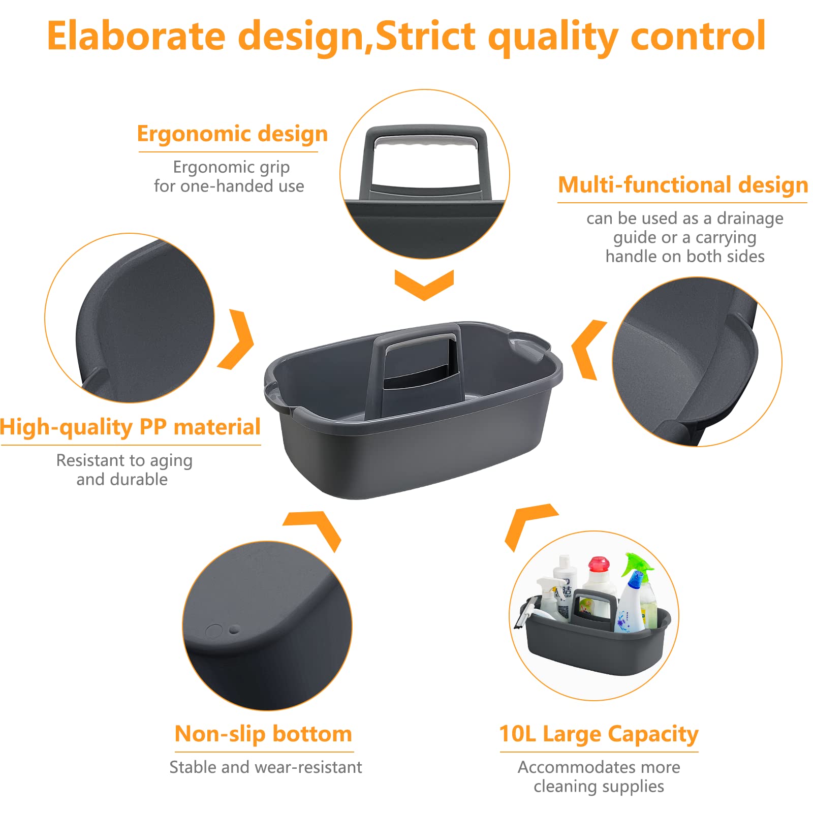 2 Pack Multi Purpose Plastic Cleaning Caddy with Handle