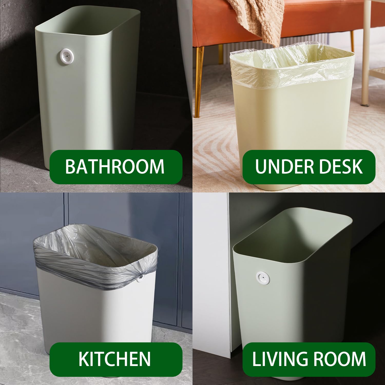 Rectanglar Small Trash Can 3 Pack (3 Count)