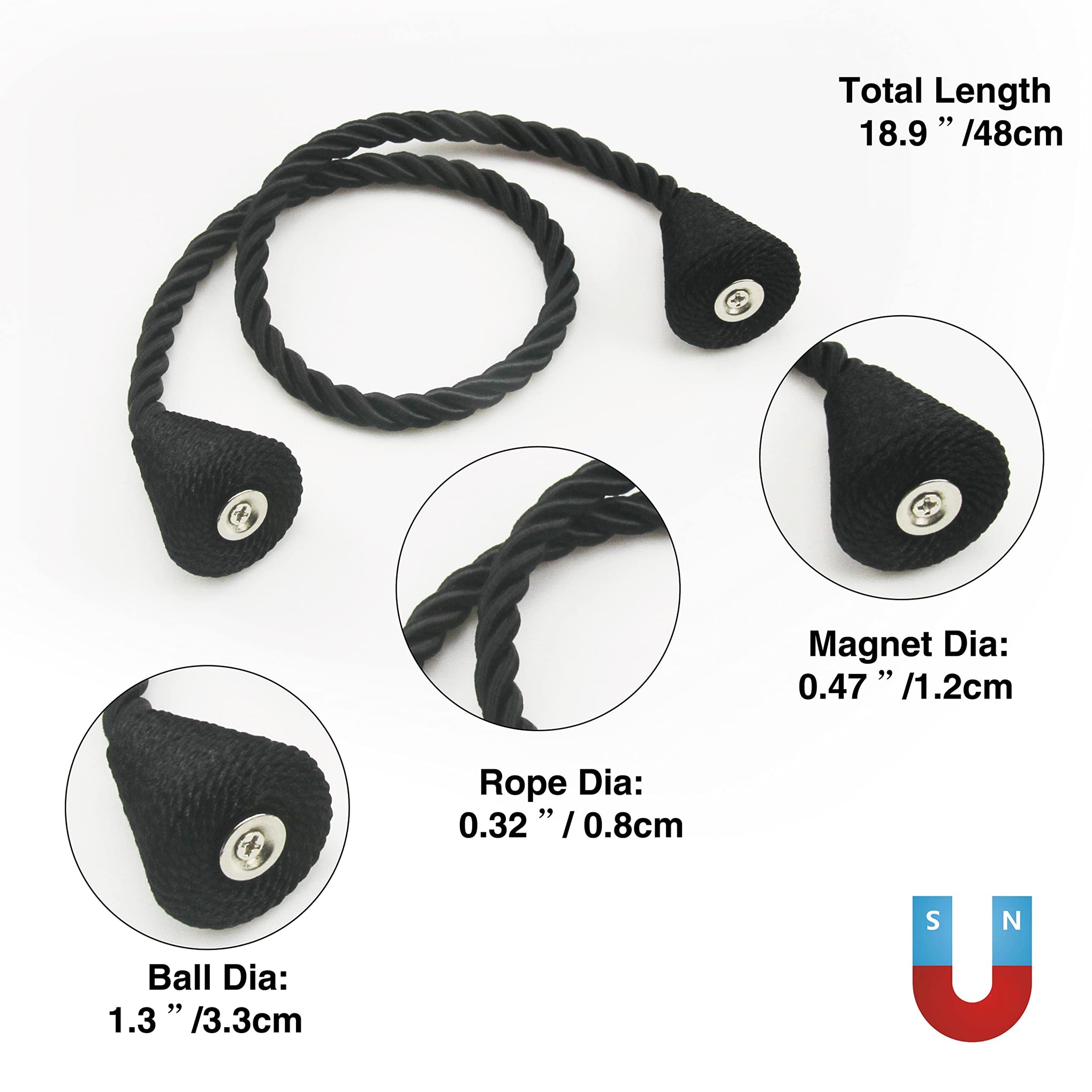 Magnetic Curtain Tiebacks Rope Decorative Holdbacks for Drapes Nieffeiy