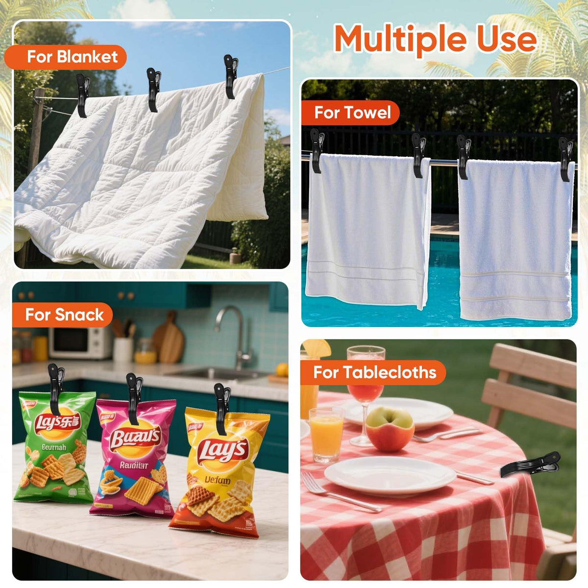 10 Pack Metal Beach Towel Clips (10 Count)