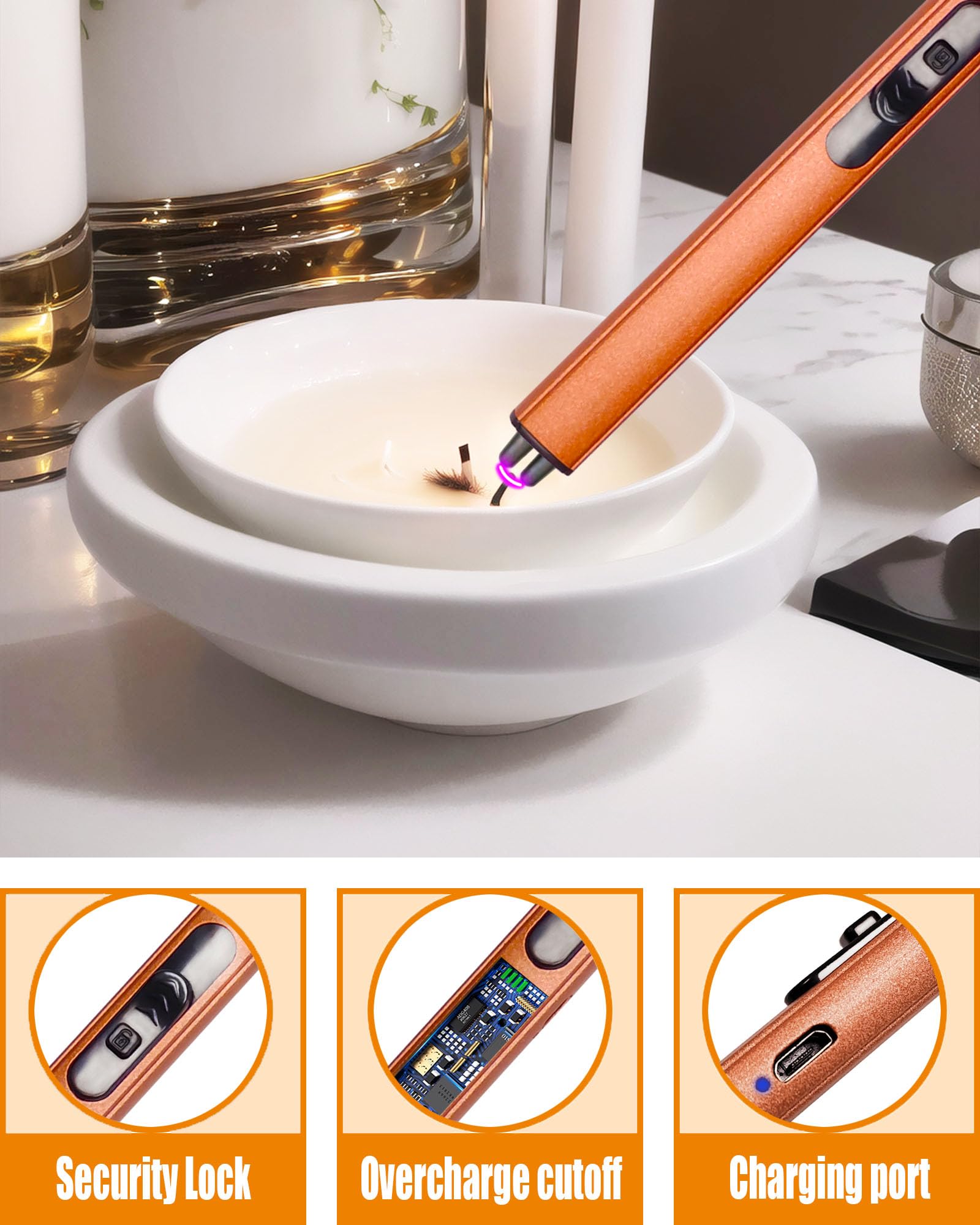 4 in1 Candle Accessory Set with Rechargeable Candle Lighter