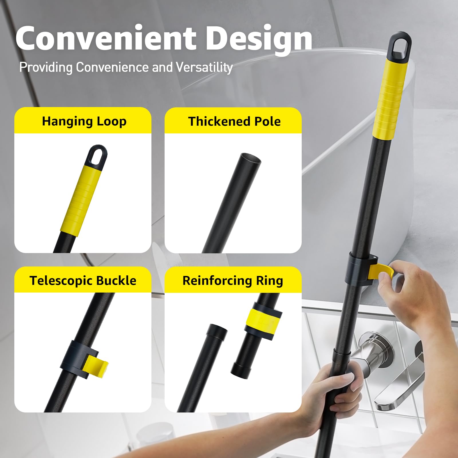 Grout Brush with Long Adjustable Handle