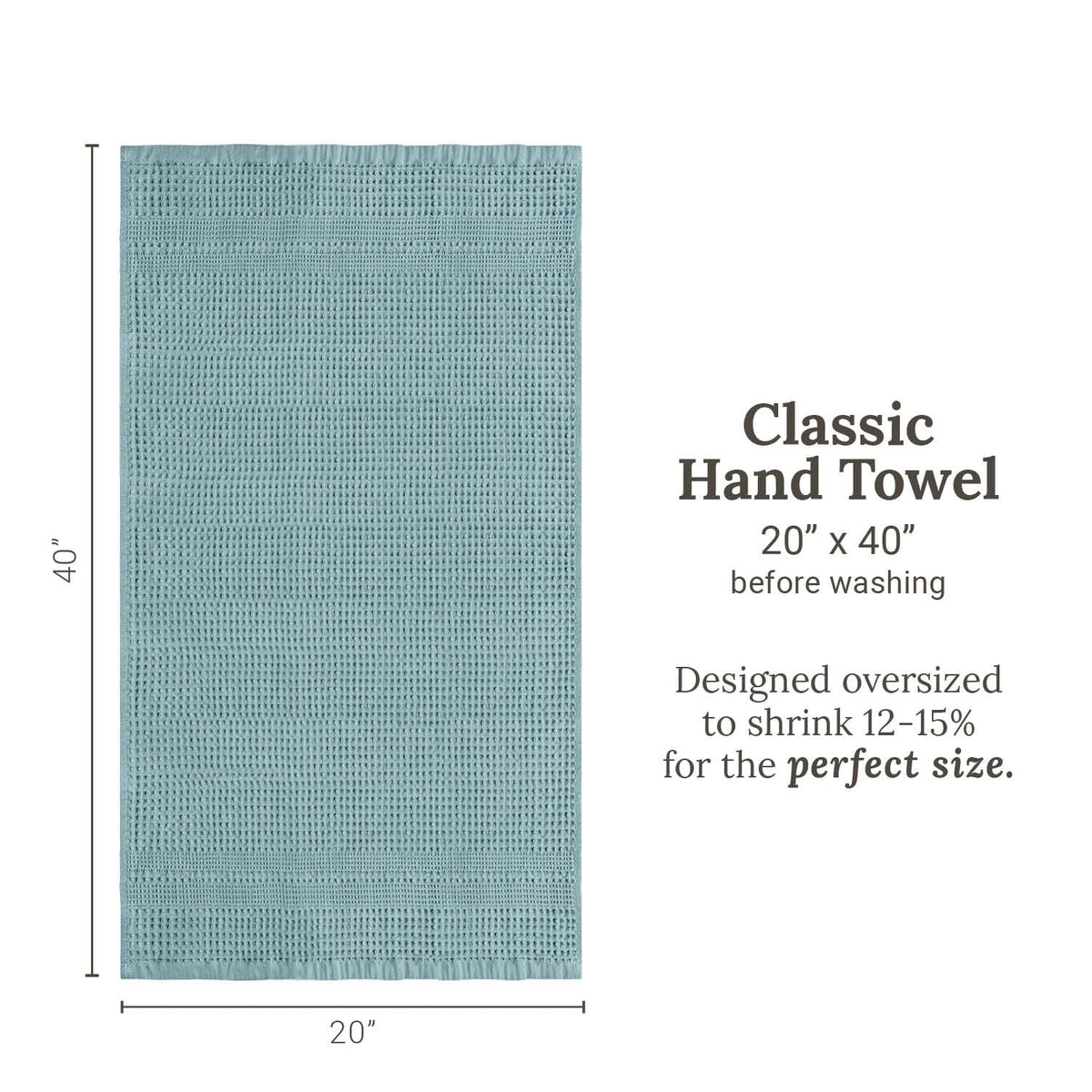 Waffle Hand Towels for Bathroom Quick Dry Towel Super Absorbent Thin 100% Cotton Lint Free (2 Count)