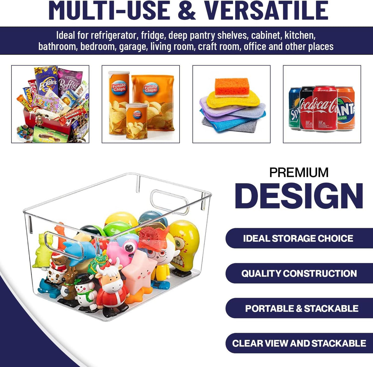 Clear Plastic Storage Bins (4 Count)