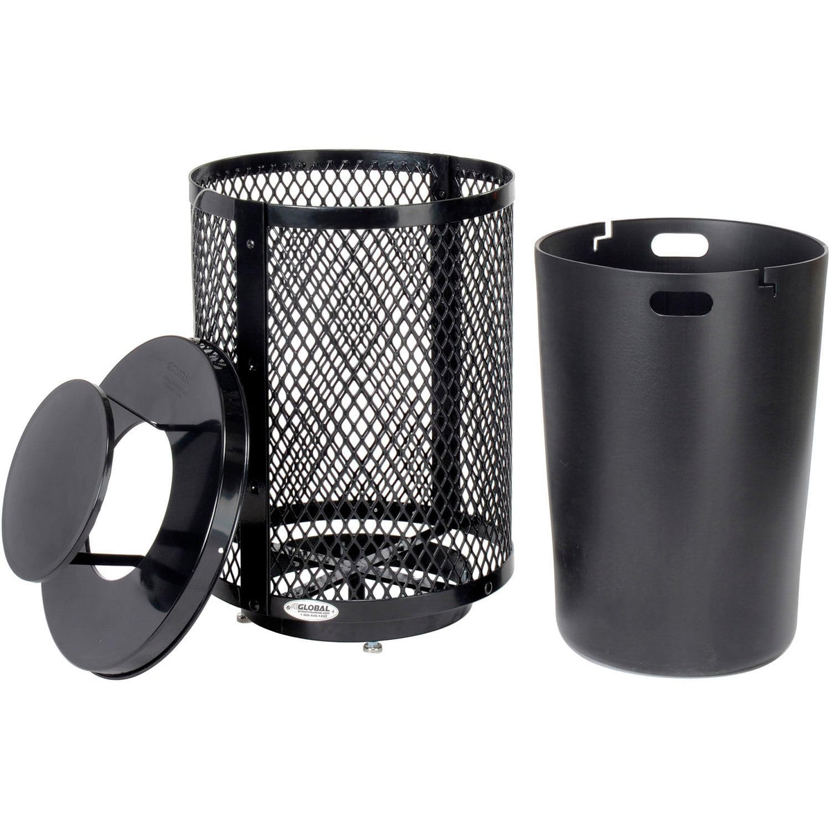 Outdoor Diamond Steel Trash Can with Rain Bonnet Lid