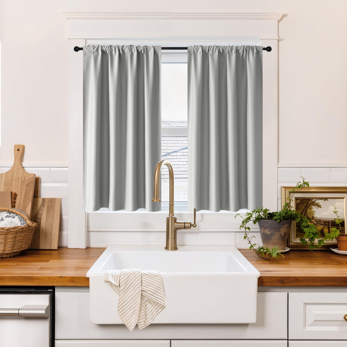 100% Blackout Short Curtains for Small Window (2 Count)