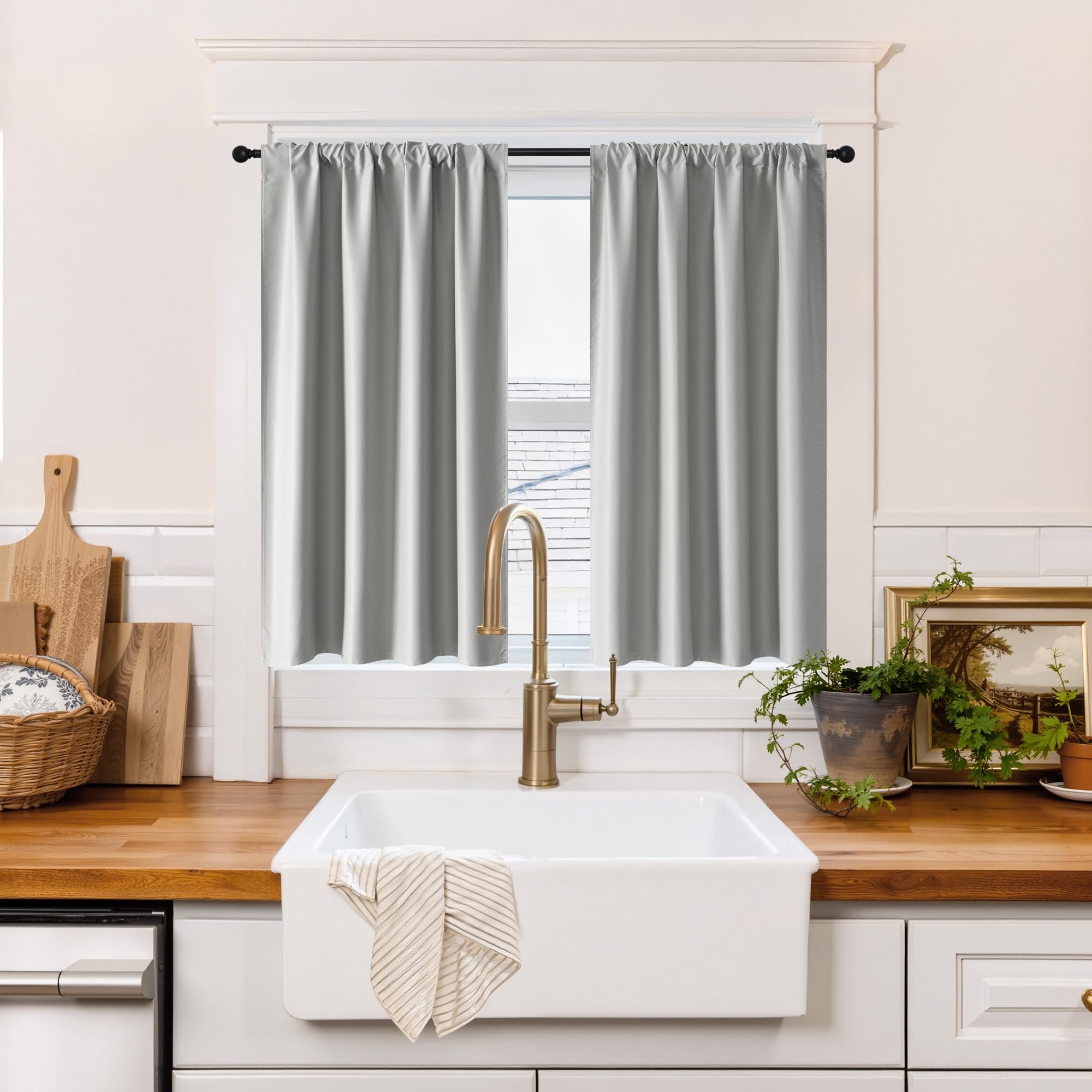 100% Blackout Short Curtains for Small Window (2 Count)