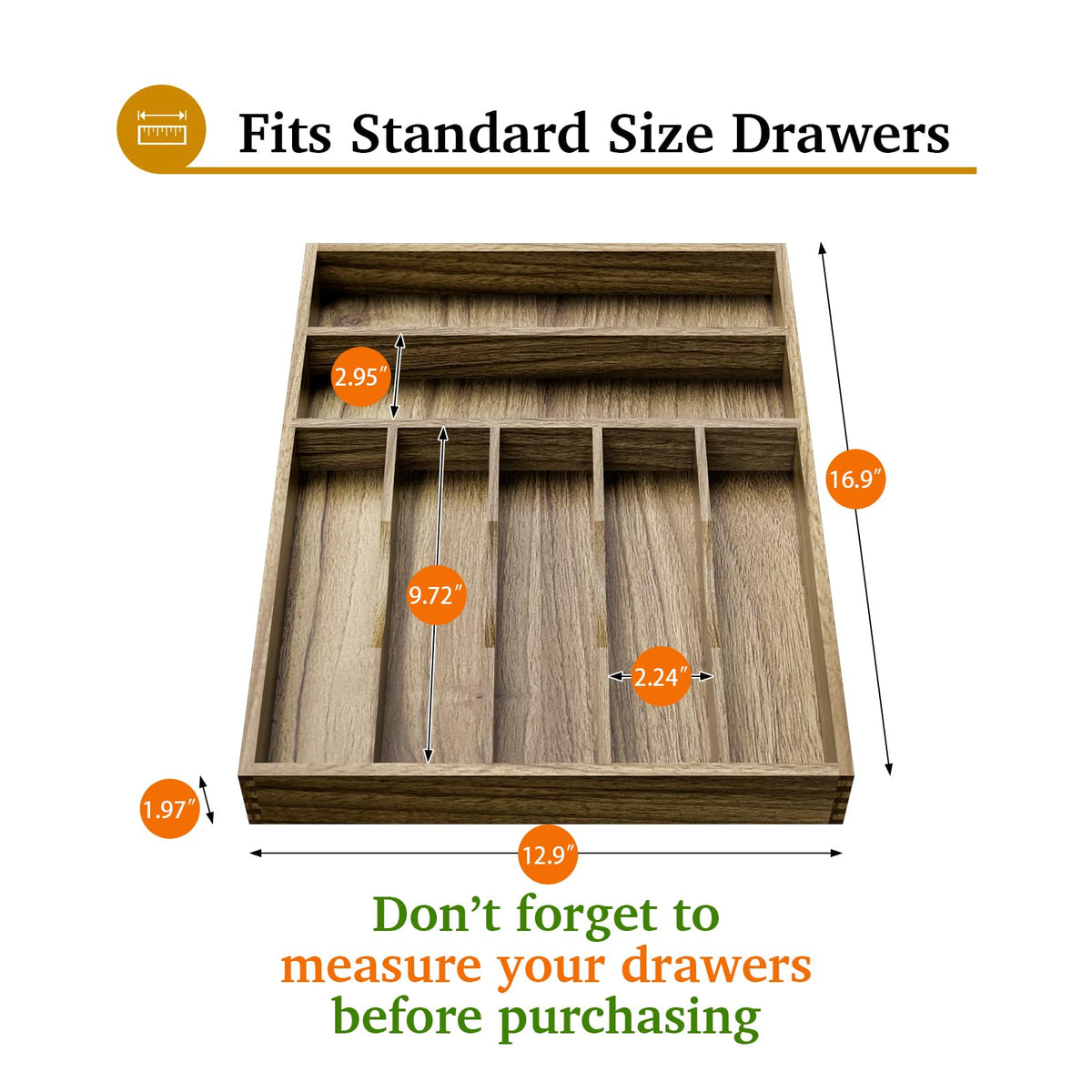 Acacia Wood Silverware Drawer Organizer (34.24 Ounce)