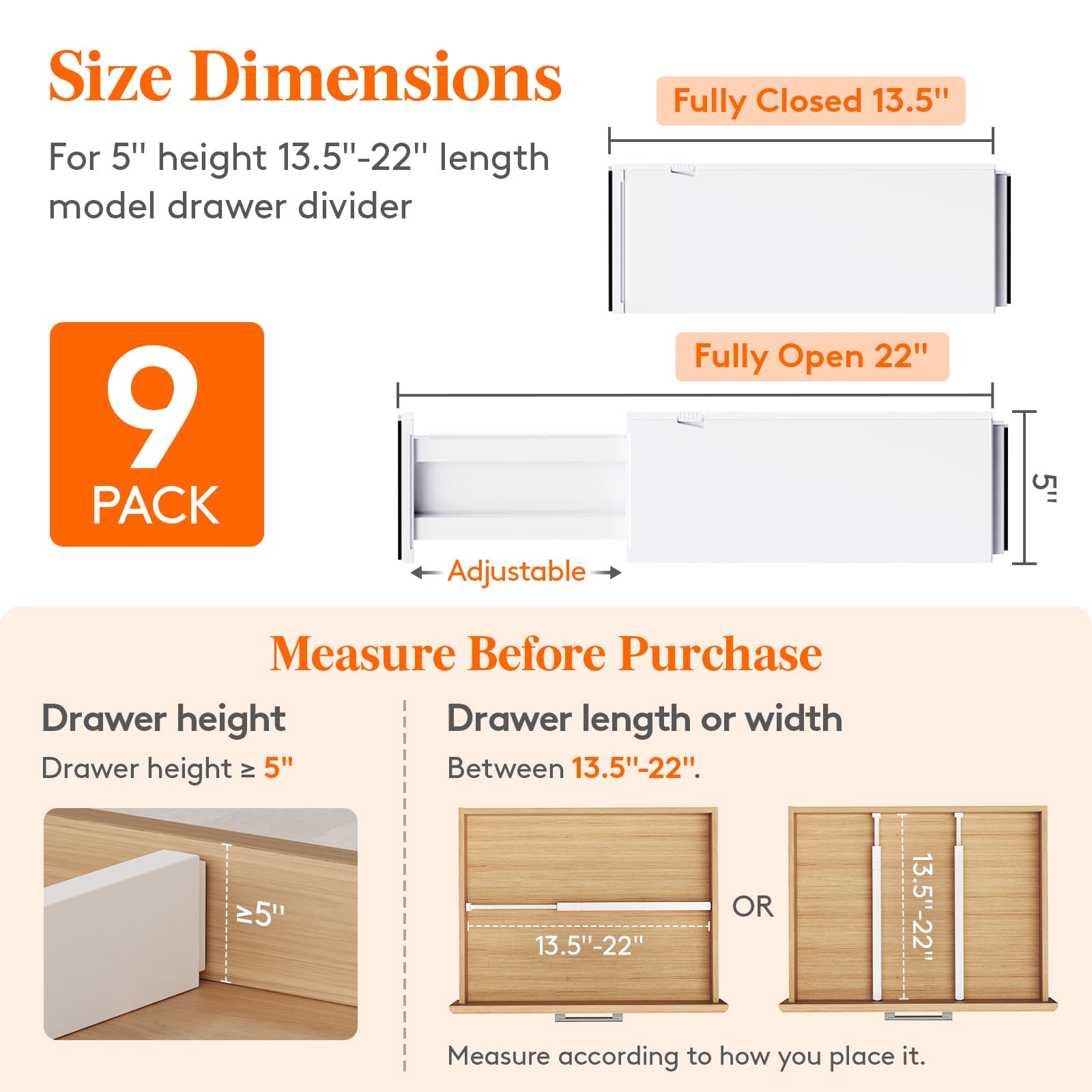 5" Tall Upgrade Drawer Dividers (9 Count)