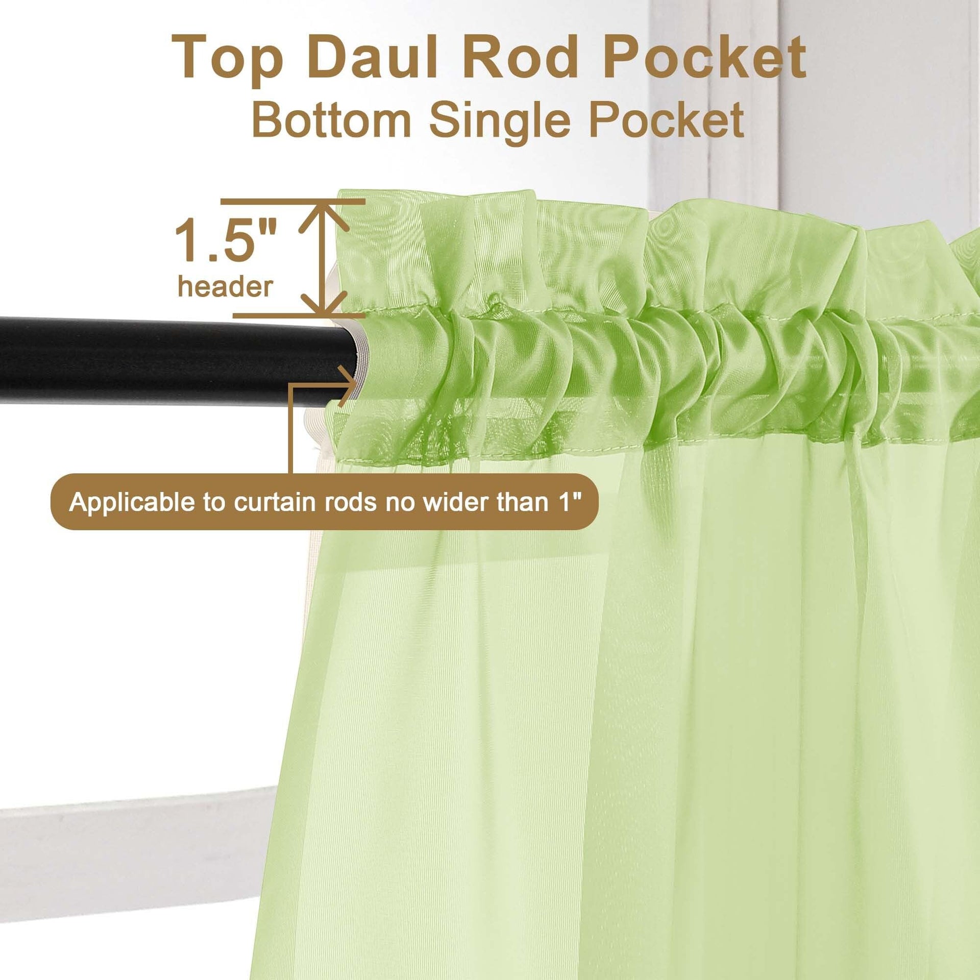 Sheer Lime Curtains 90 inches Long 2 Panels (2 Count)
