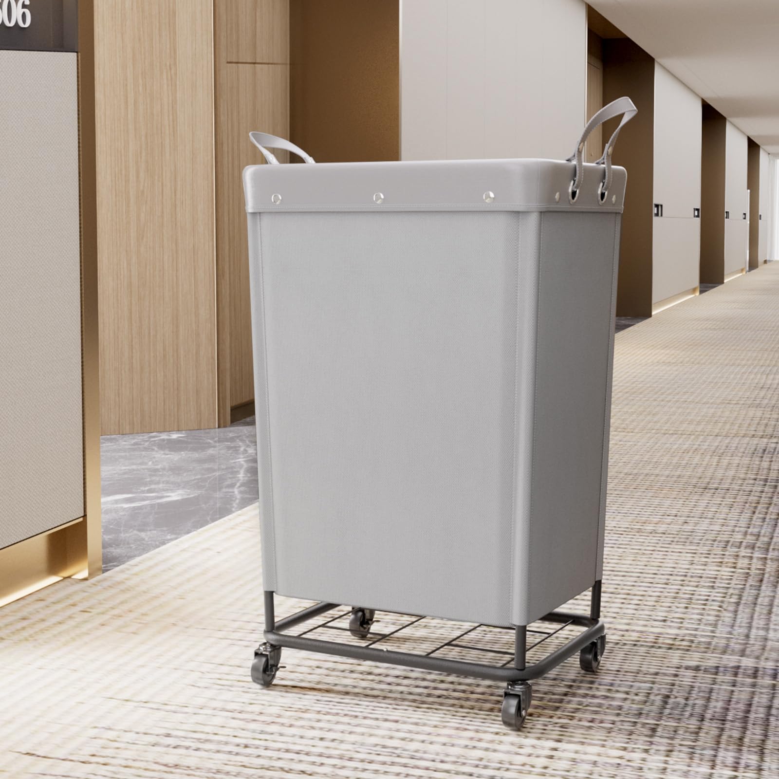 165L Heavy Duty Laundry Basket with Wheels and Handles