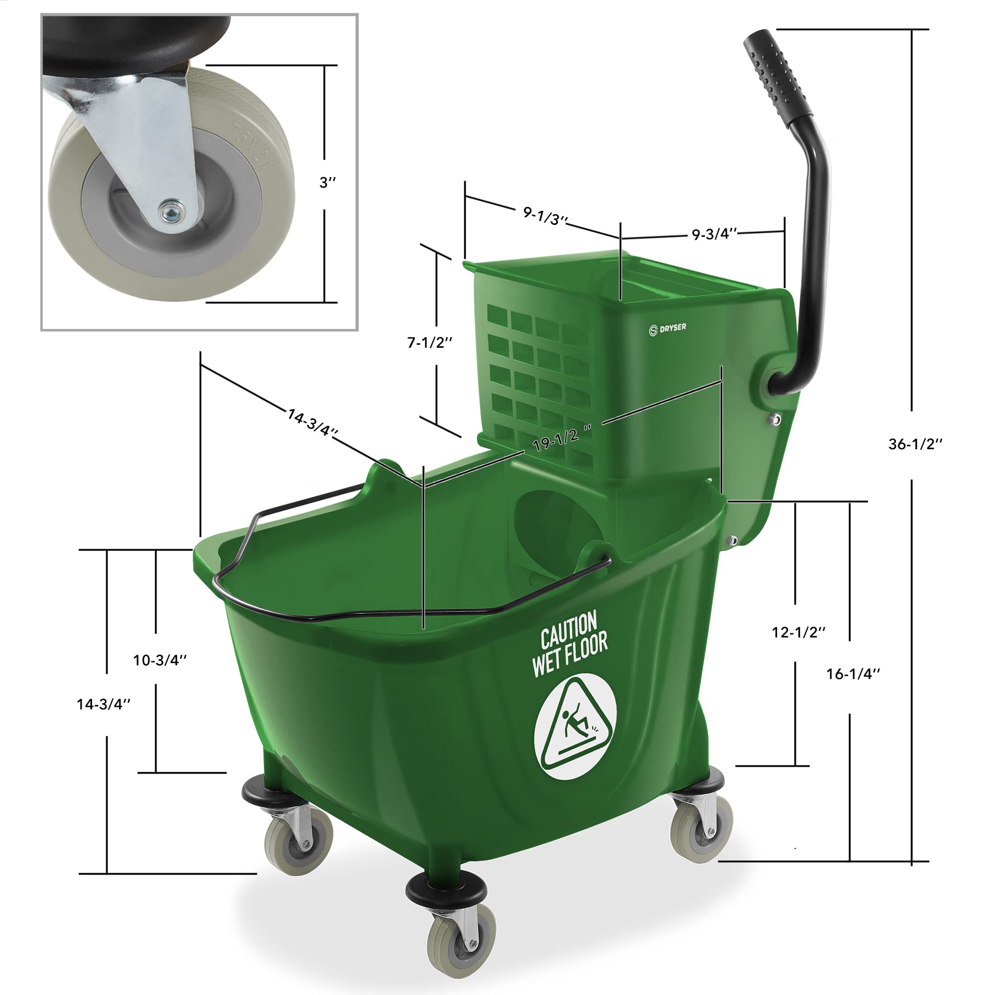 Commercial Side Press Wringer Combo Mop Bucket