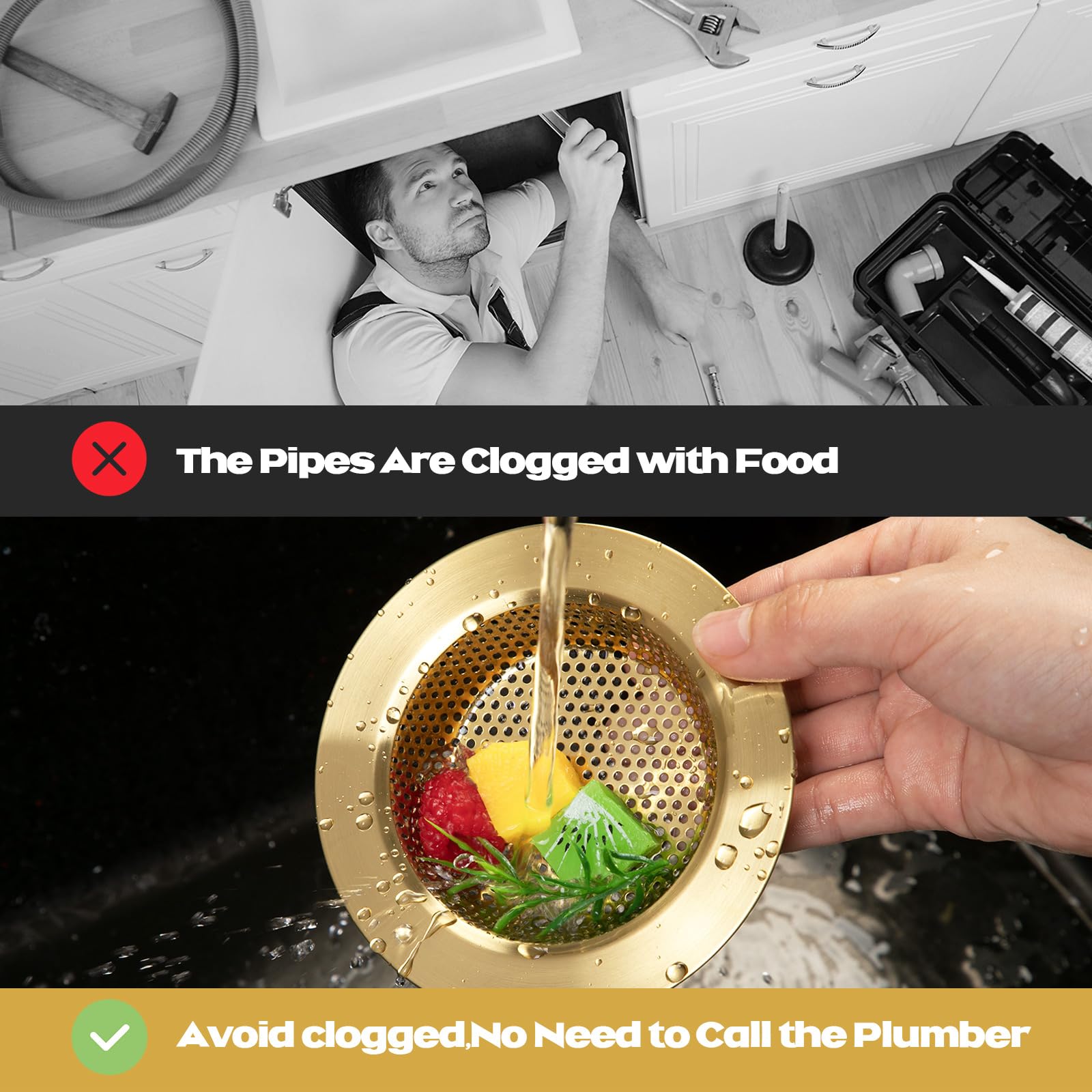 2 Pcs Kitchen Sink Drain Strainer 4.4 Inch (2 Count)