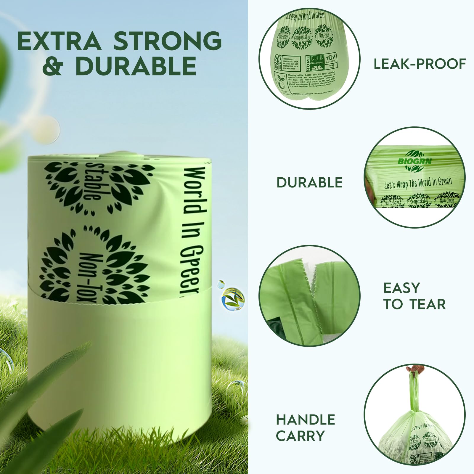 Compostable Trash Bags 1.2 (50 Count)