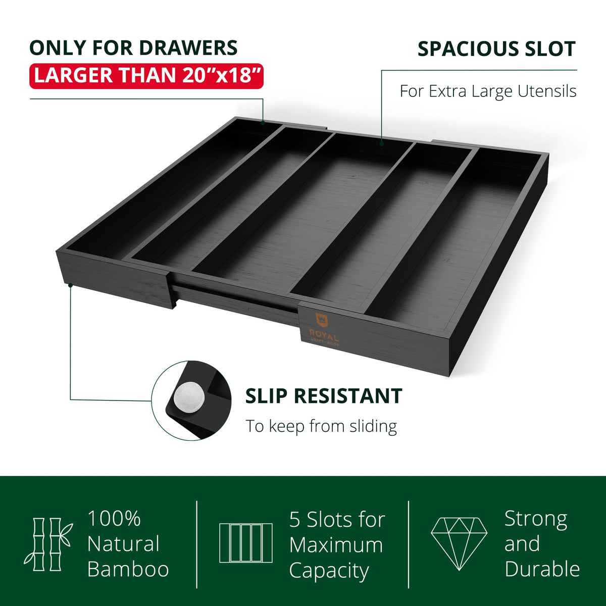 Luxury Bamboo Kitchen Drawer Organizer