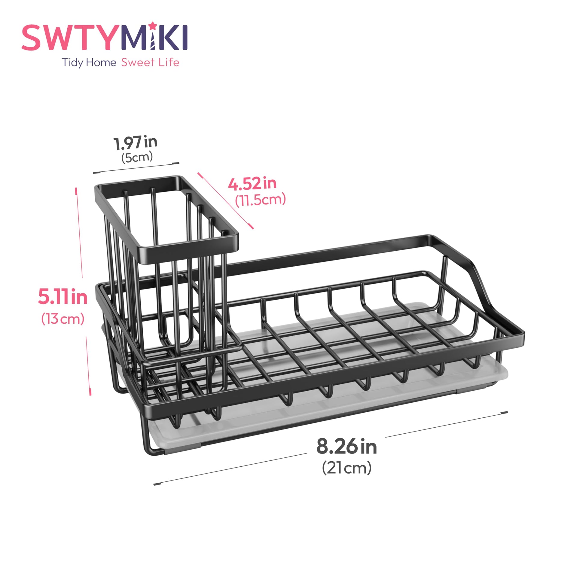 Large Sink Caddy Kitchen Sink Organizer with Detachable Brush Holder