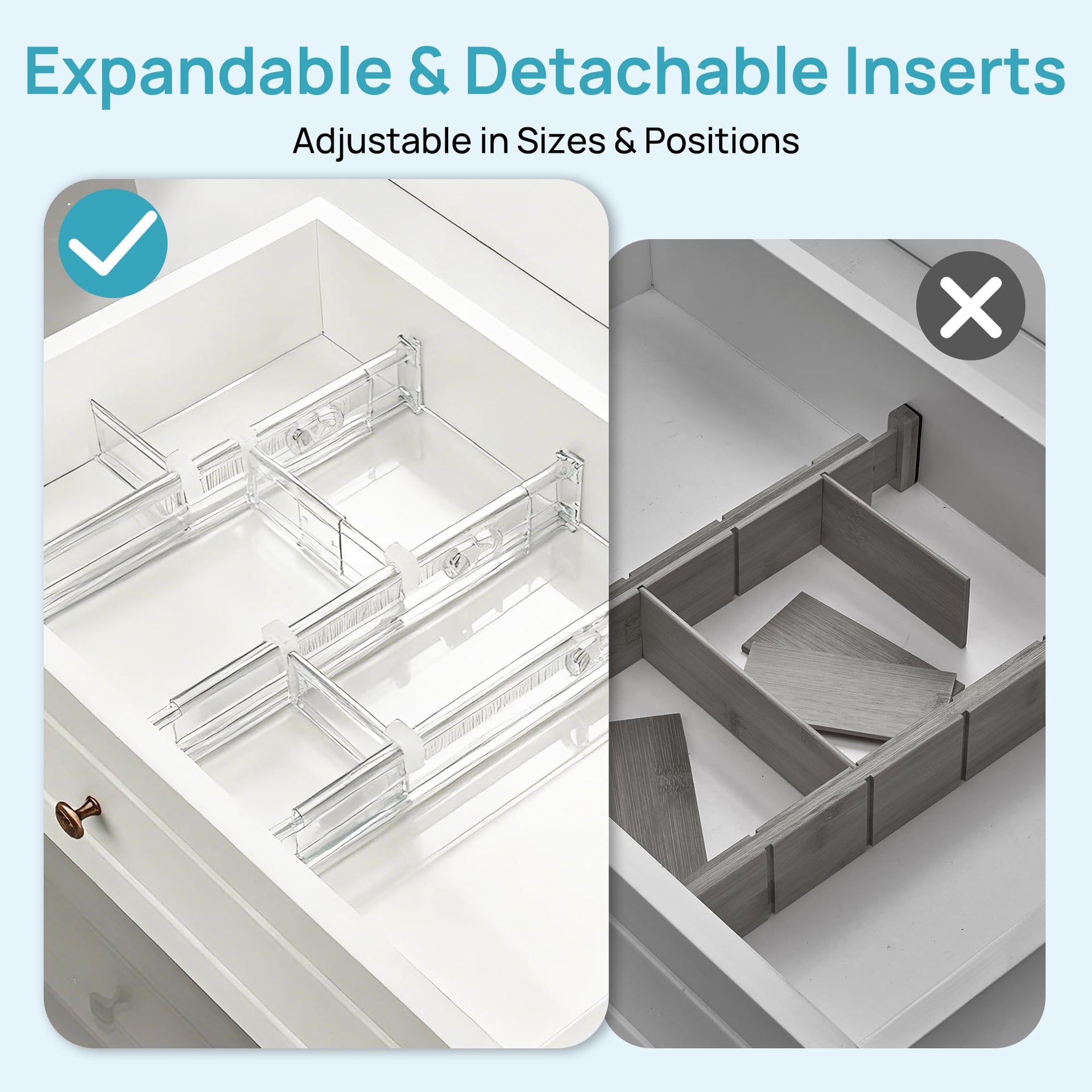 2.36" Drawer Dividers with Expandable Inserts (6 Count)