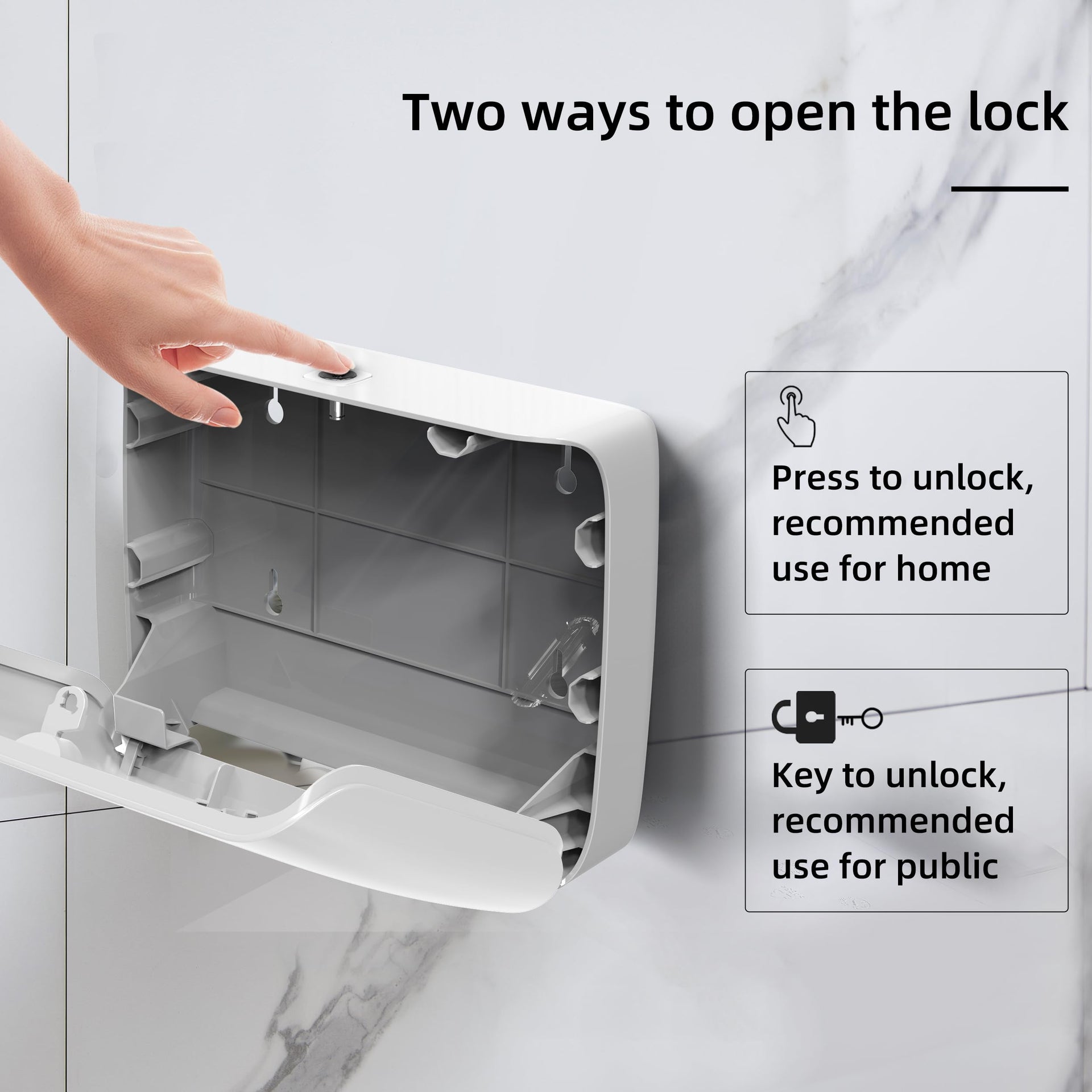 Paper Towel Dispenser Wall Mount Commercial Pack of 3 White Holder Fits Multifold Hand Towels for Kitchen Bathroom (3 Count)