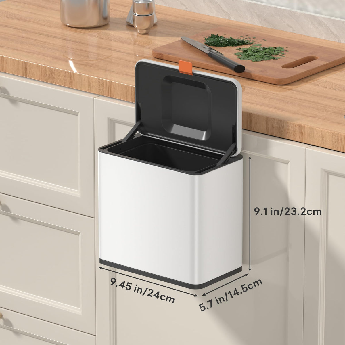 1.05 Gal White Hanging Stainless Steel Compost Bin