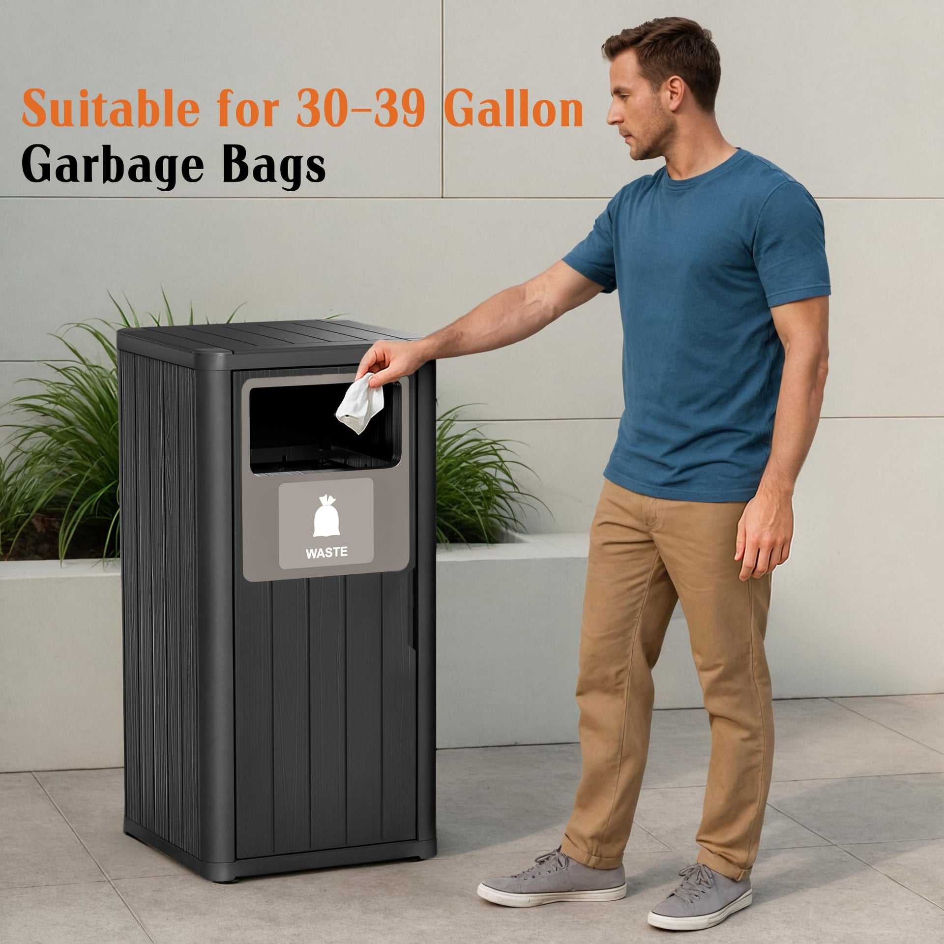 Outdoor Single Barrel Trash Can
