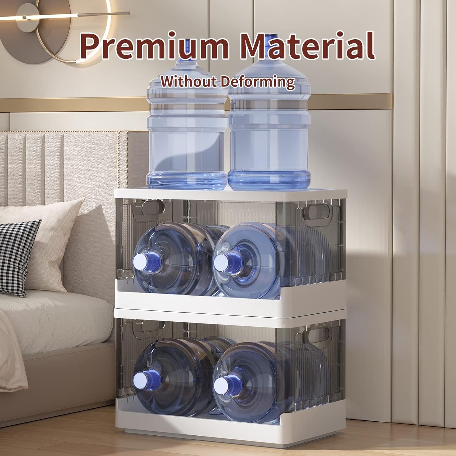 HAIXIN Storage Cabinet, Plastic Shelves Organizer, Folding Storage Box, Collapsible Totes For Storage, 8.4 Gal Clear Storage Bins, Stackable Under Bed Storage Container, 6 Pack Bookshelf