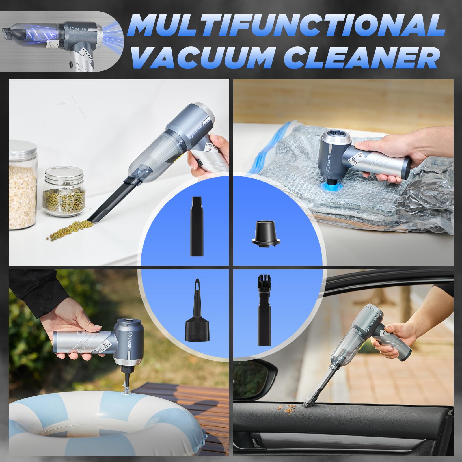Handheld Car Vacuum Portable Cordless17000Pa HL132 Silver