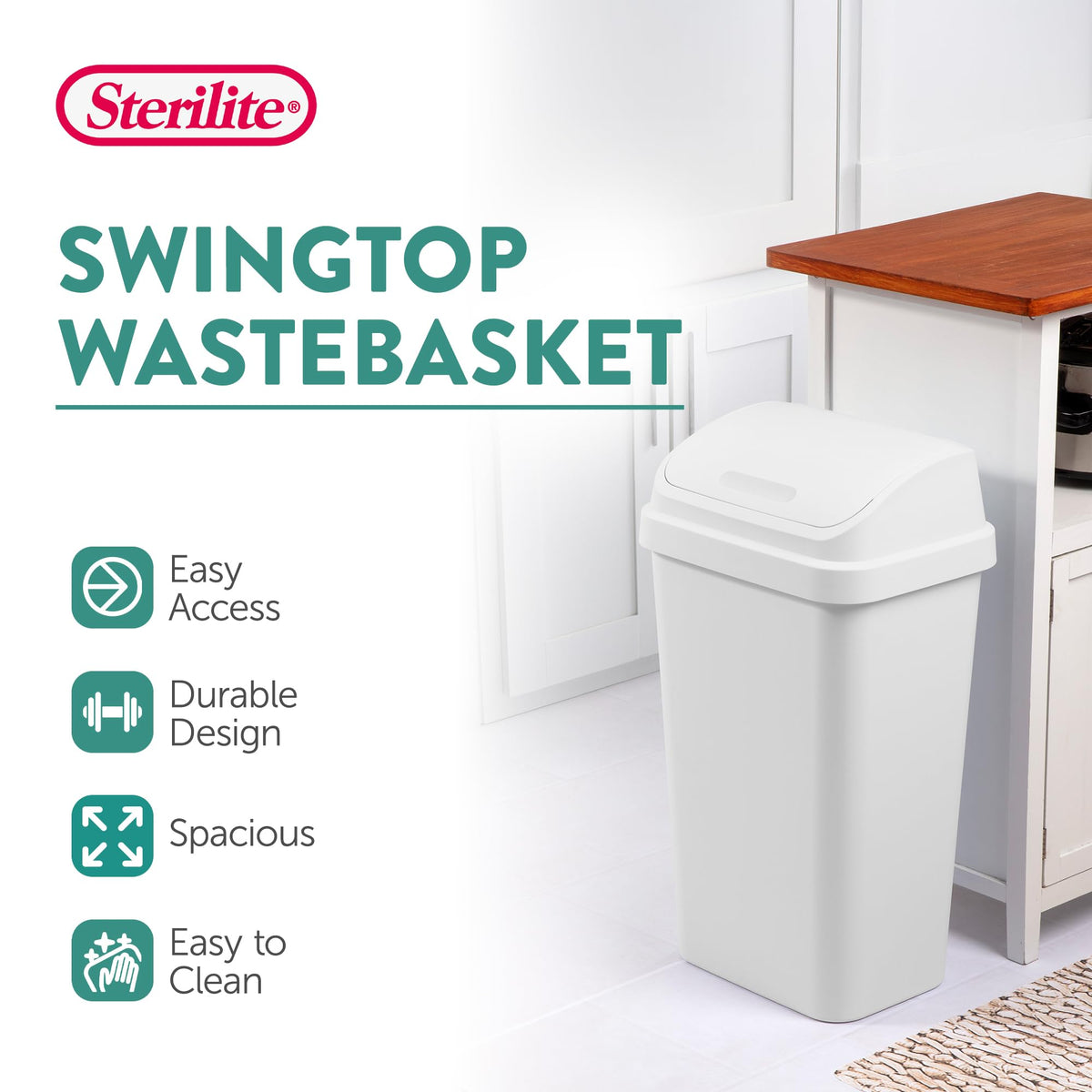 Swing Top Wastebasket (4 Count)