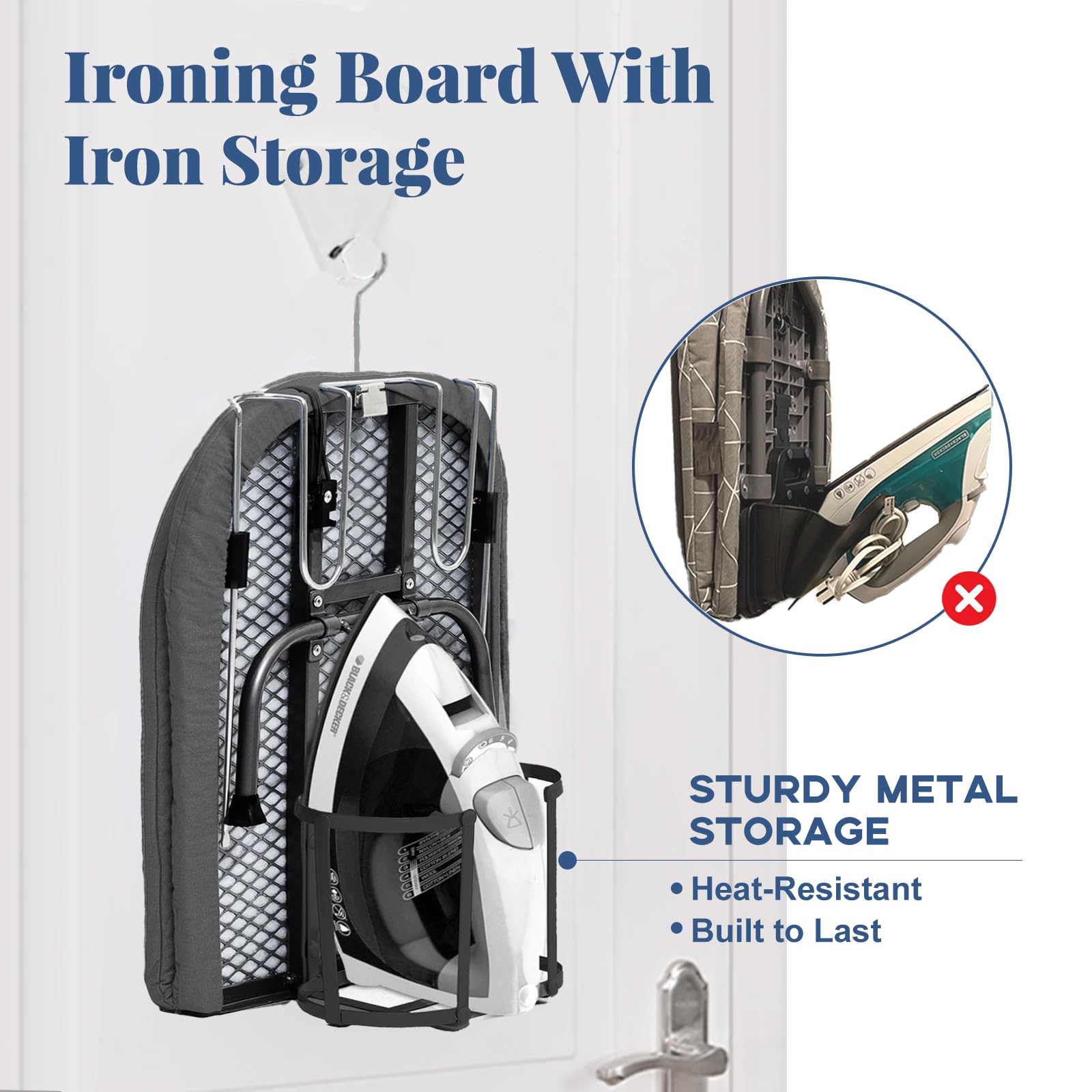 Black Foldable Tabletop Ironing Board with Iron Holder