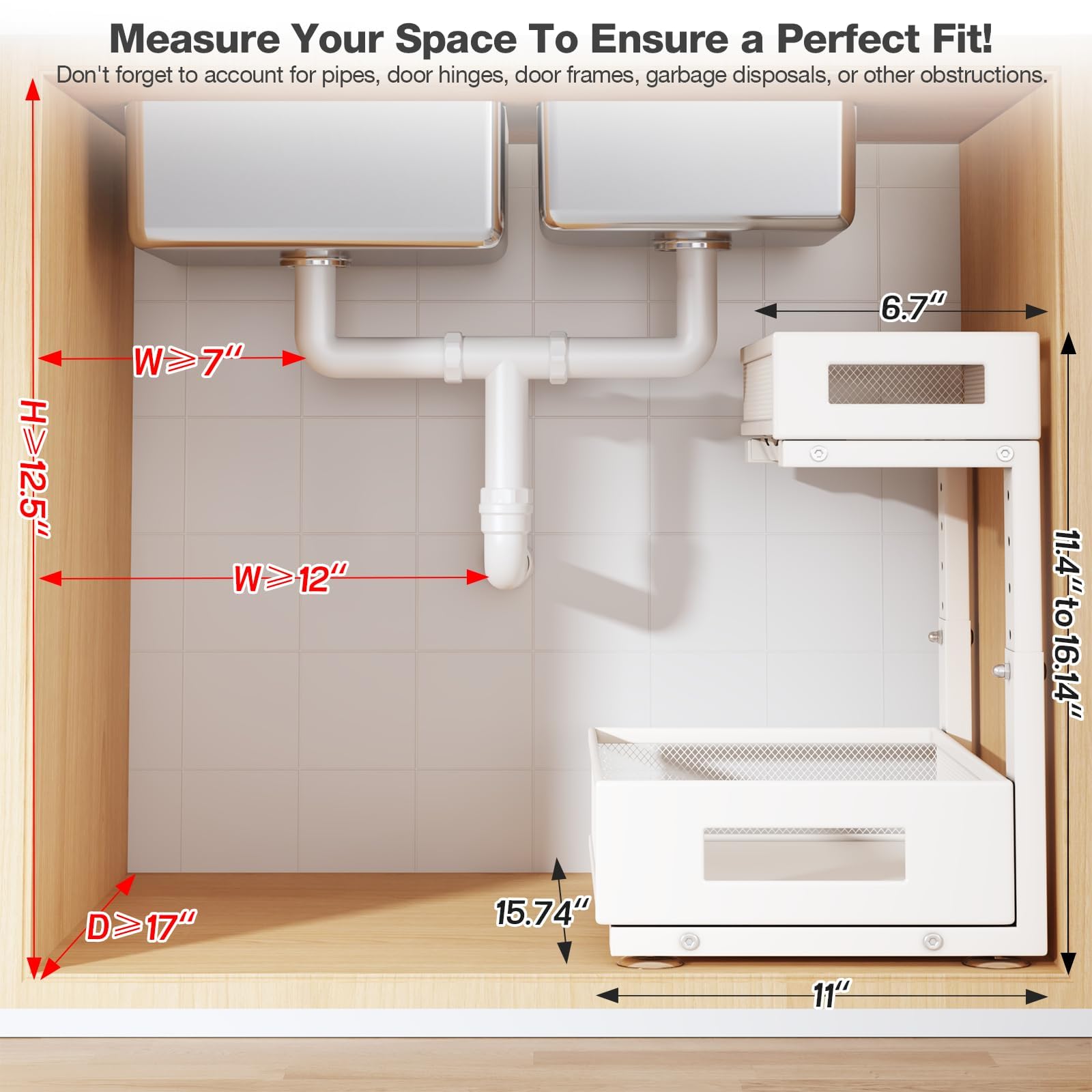 2 Pack Under Sink Storage Organizer (2 Count)