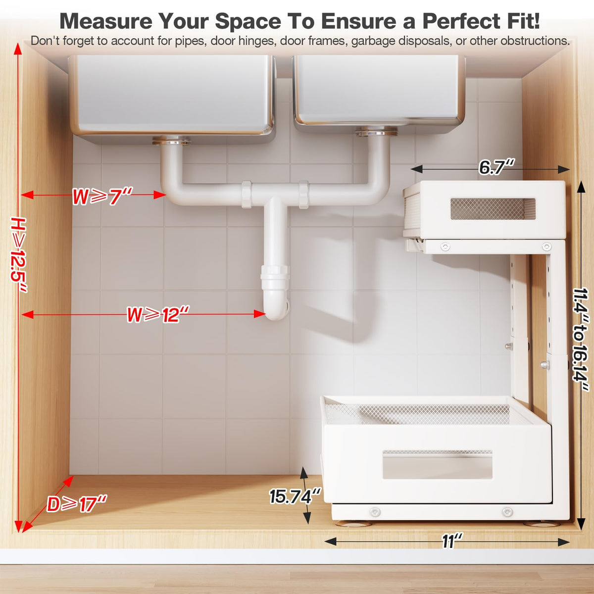 2 Pack Under Sink Storage Organizer (2 Count)