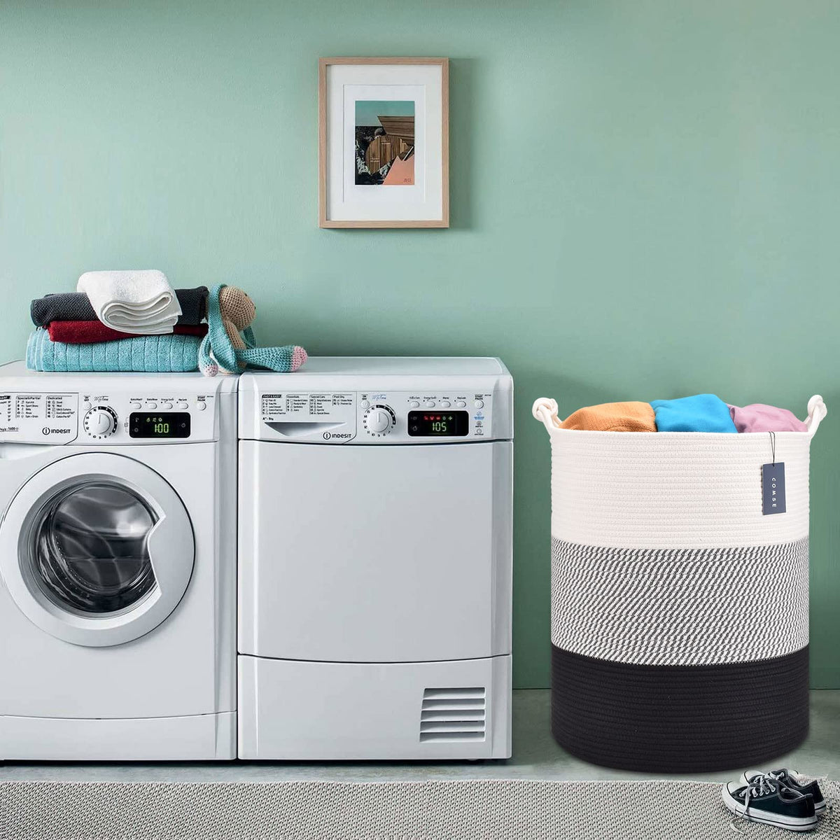 Tall Woven Blanket & Laundry Basket