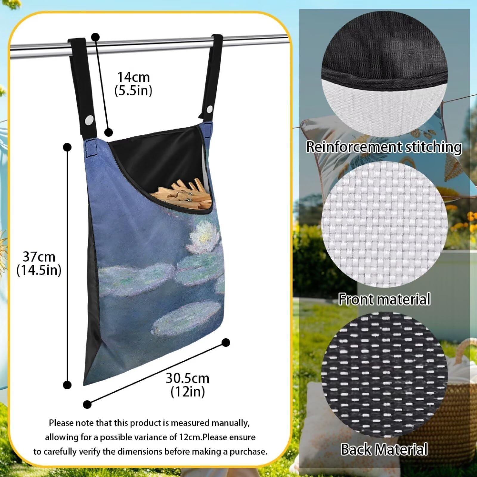 Outdoor Clothespin Storage Bag with Windproof Design