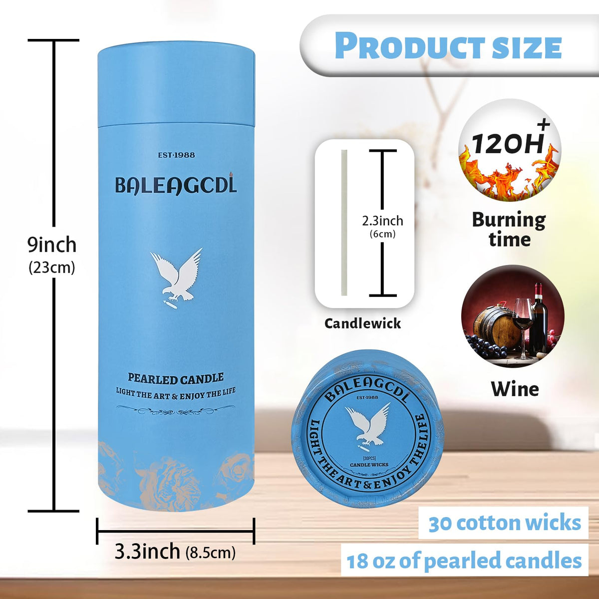 Wine Scented White Pearled Candle 18oz Luxury Sand Candle Granulated Wax (18 Ounce)