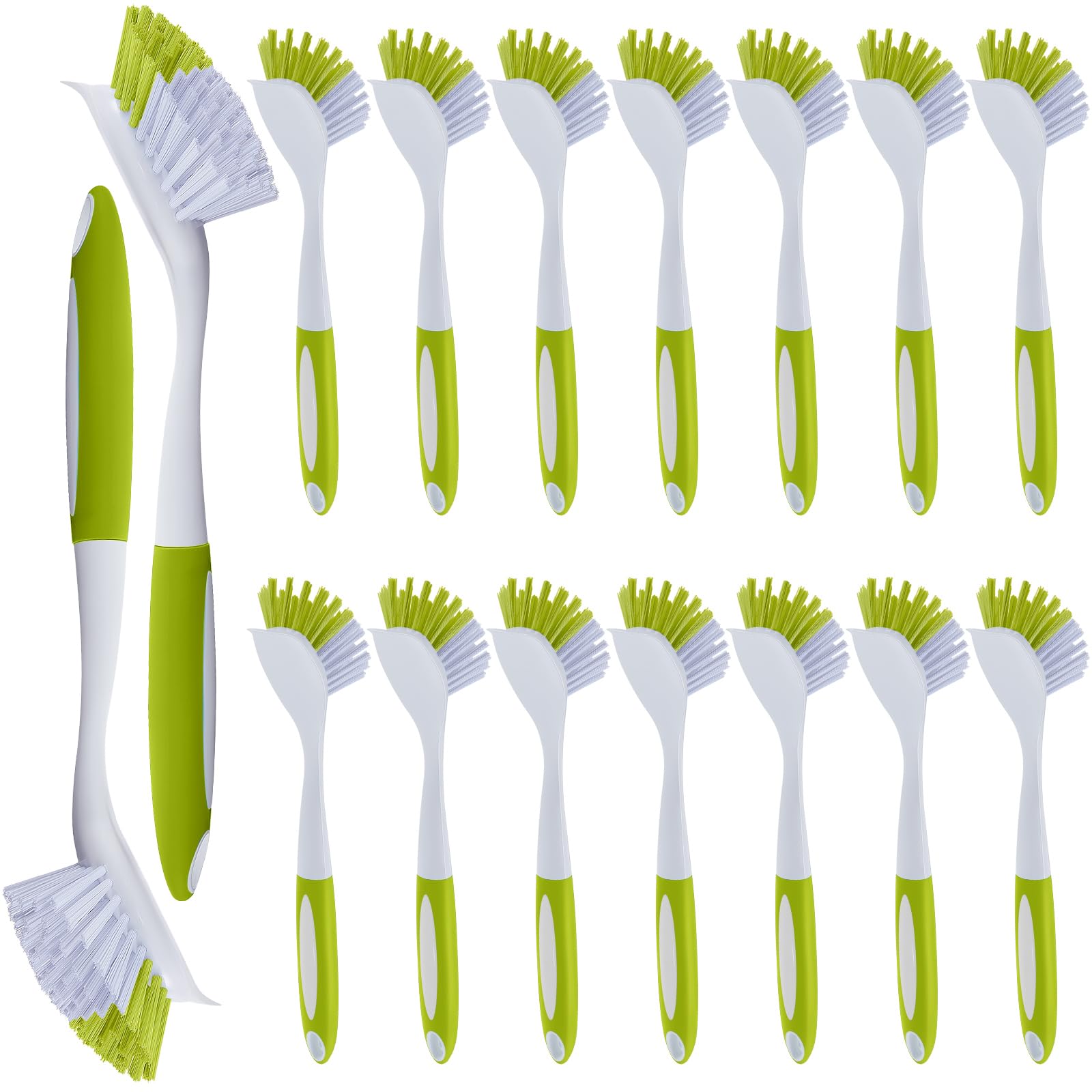 20 Pcs Light Green Kitchen Scrub Dish Brush Bulk with 11 Inch Anti Slip Handle Cleaning Dish Scrubber with Stiff Bristles Washing Scrub Brushes for Housekeeping for Pots and Pans