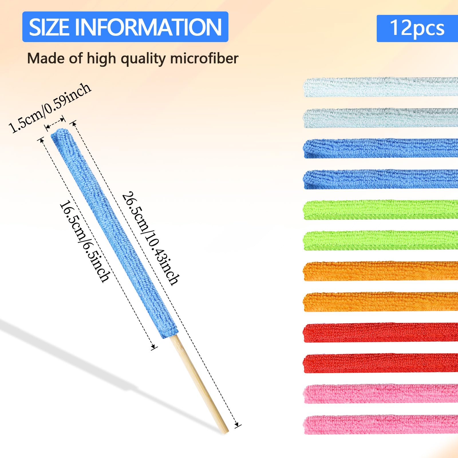 12 Pcs Microfiber Detail Duster Sticks Fan Cleaning Brush Crevice Cleaning Tool AC Vent Cleaner Mini Split Cleaning Kit Fan Blade Cleaner Dusters for Cleaning Home Car Window Blind (12 Count)