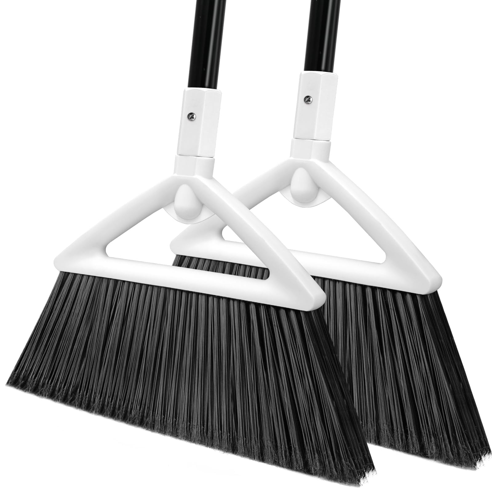Heavy Duty White Angle Broom with Long Handle (2 Count)