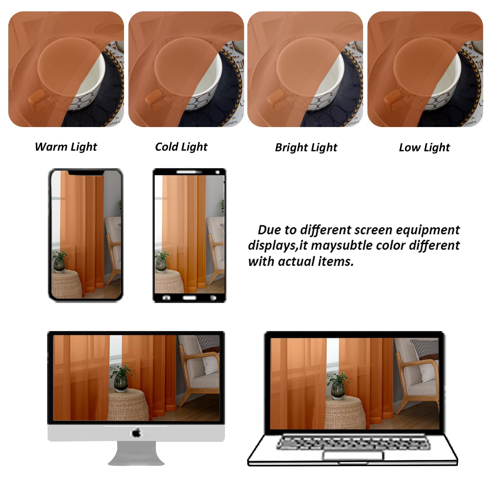 Orange Sheer Valances for Windows (2 Count)