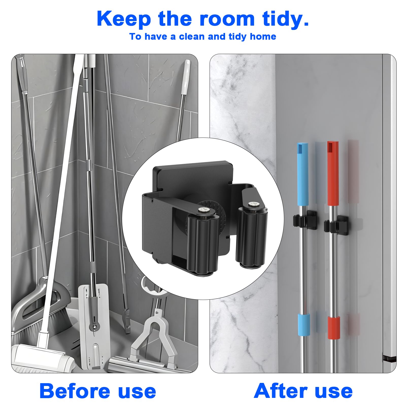 Strong Magnetic Mop Broom Holder (2 Count)