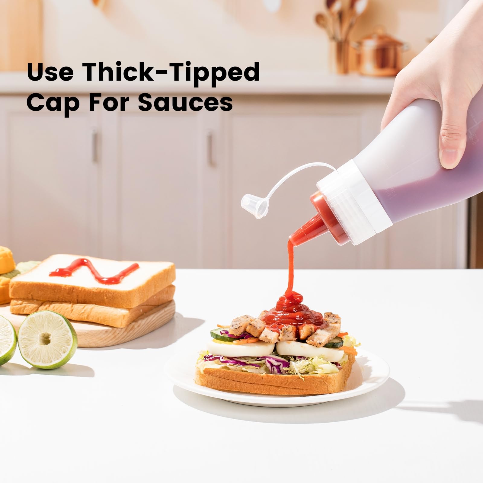 16 oz Silicone Squeeze Bottles for Sauces & Oil (4 Count)