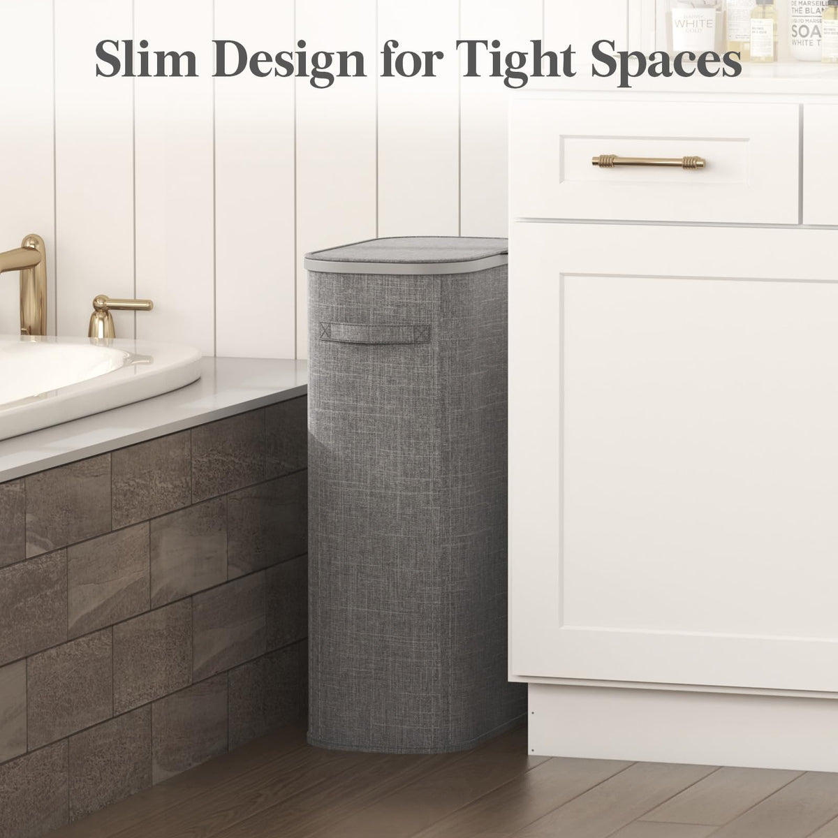Slim Laundry Basket with Lid and Removable Bag
