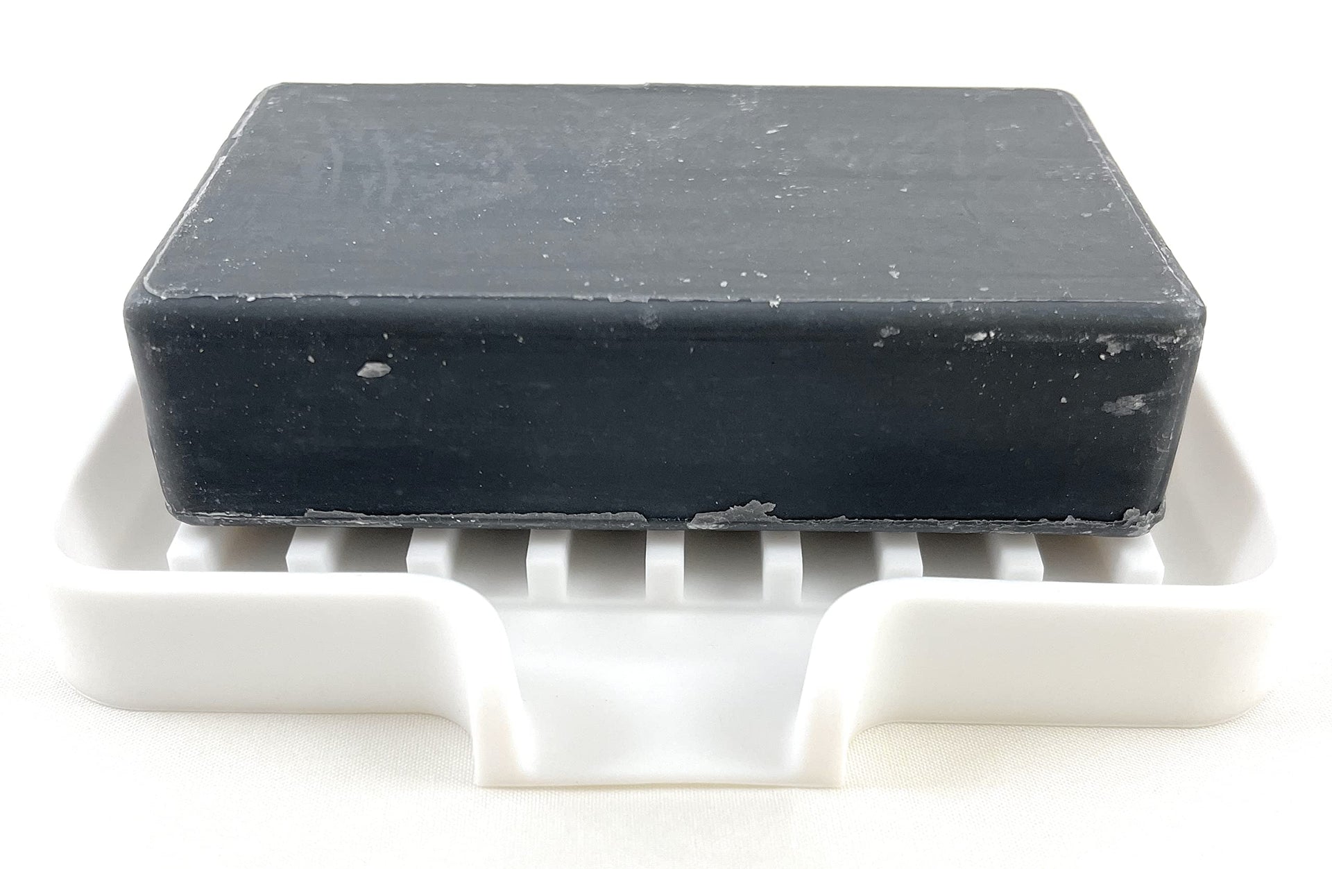 Silicone Soap Dish Tray and Sponge Holder with Drain Chute (2 Count)