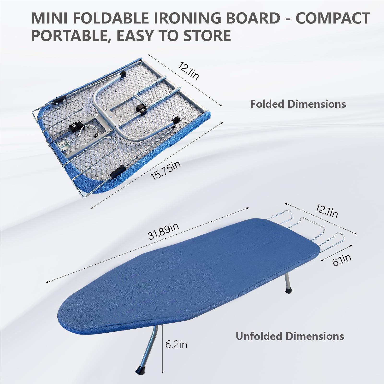 Metal Foldable Tabletop Ironing Board with Iron Rest