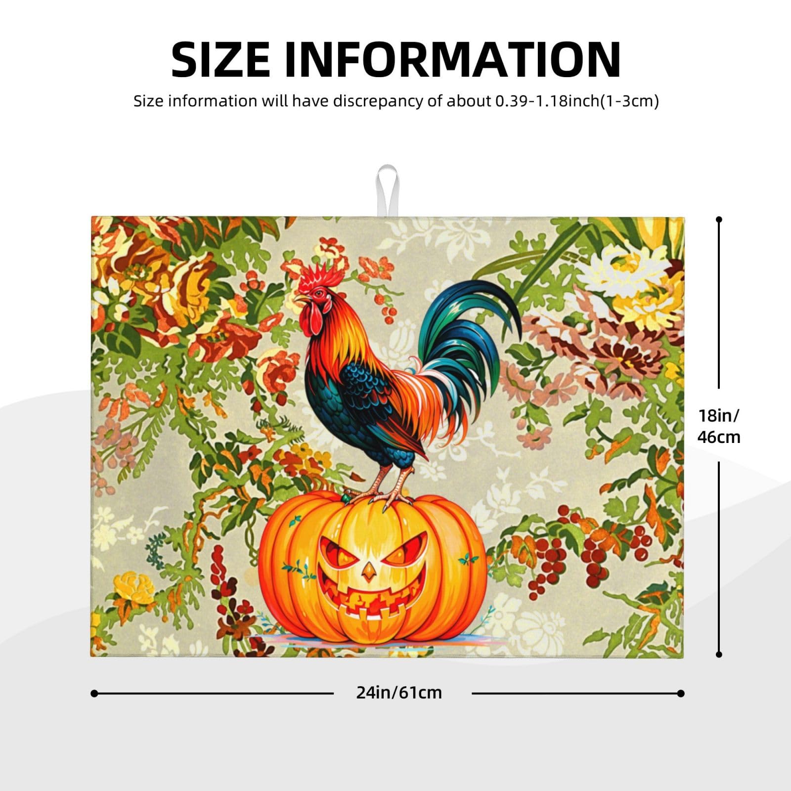 Rooster Pumpkin Dish Drying Mat Highly Absorbent Double
