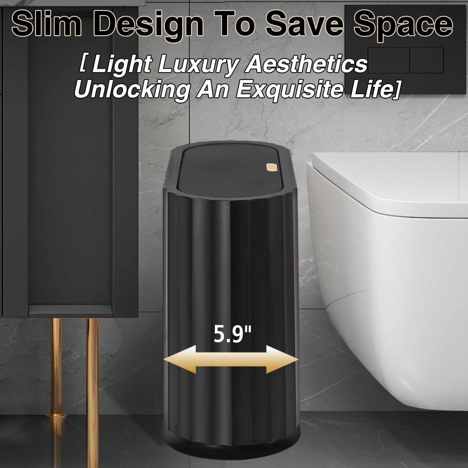 Small Bathroom Trash Can with Press Type Lid (3 Count)