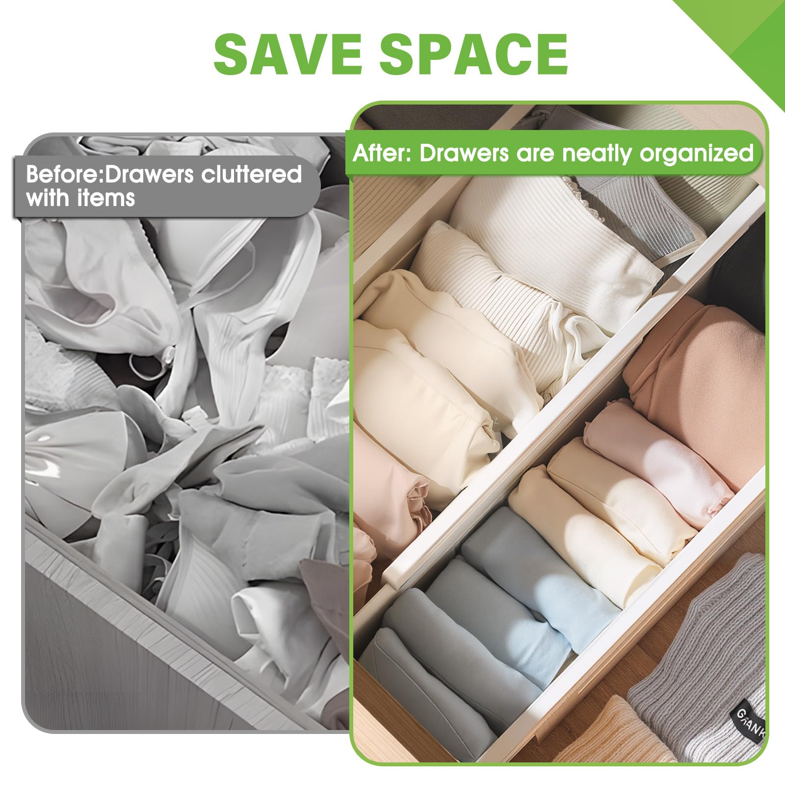 5 Pack Drawer Dividers 3.2" High Slim Organizers Expandable 10.8
