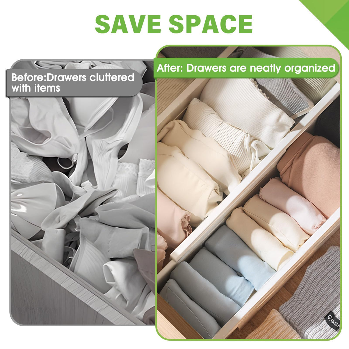 5 Pack Drawer Dividers 3.2" High Slim Organizers Expandable 10.8