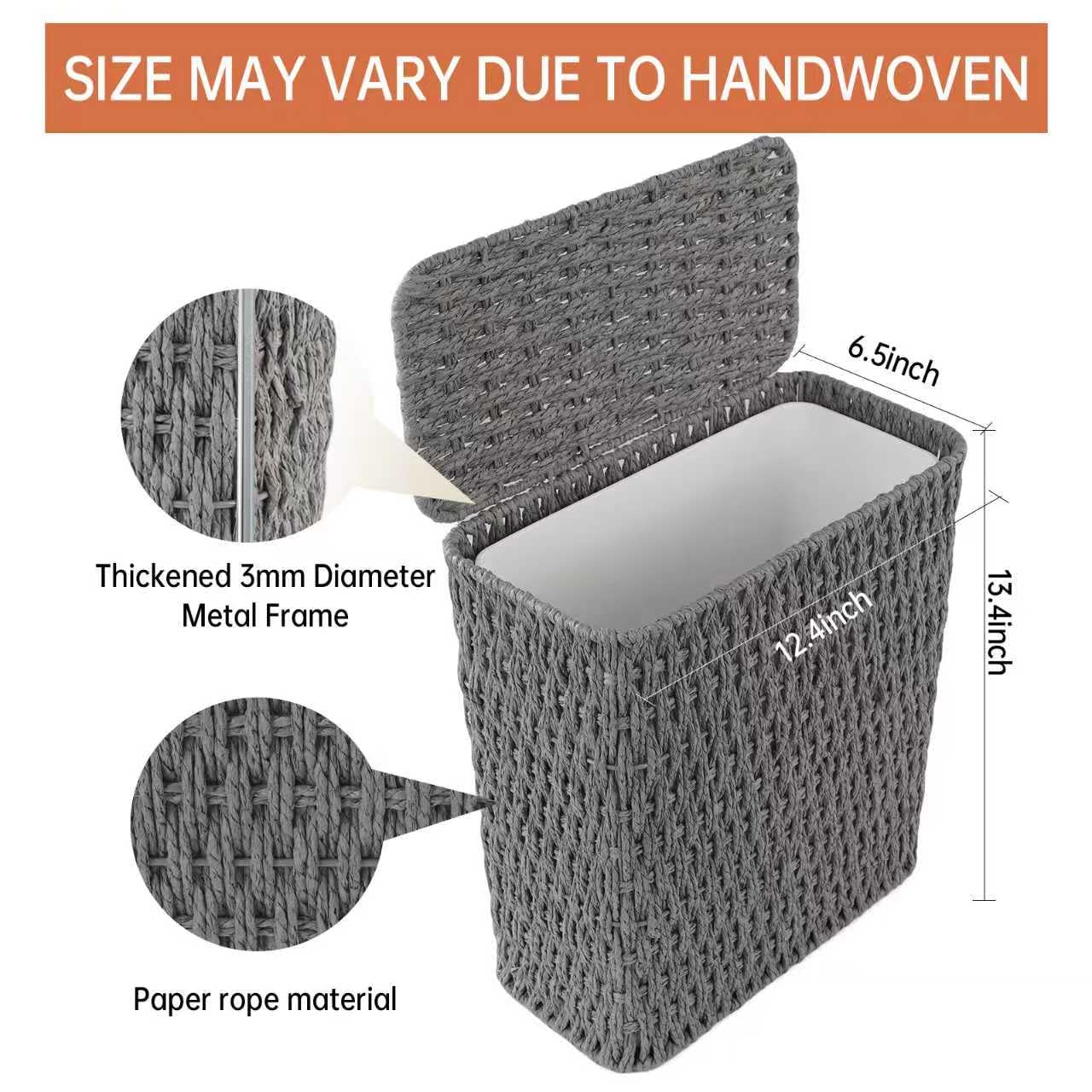 3 Gallon Paper Rope Bathroom Trash Can